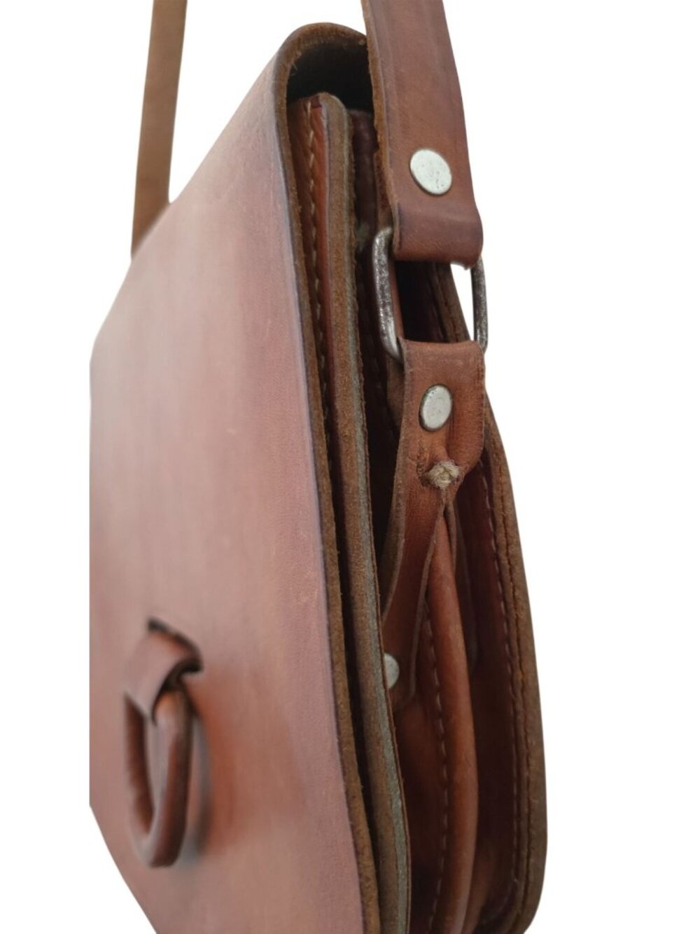 Vintage BENITEZ SAN CARLOS Brown Leather Handmade Crossbody Bag - Picture 3 of 10